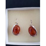 Silver and Amber Earrings