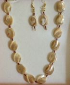 Shell Pearl Necklace with Matching Earrings