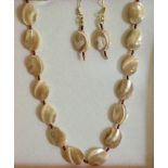 Shell Pearl Necklace with Matching Earrings