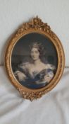 Antique Victorian Oval framed original print Queen Victoria