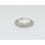 Pretty Silver Double Row Diamond Half Eternity Ring