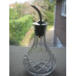 Vintage Silver Mounted Crystal Cut Glass Perfume Bottle Atomiser Birmingham 1952