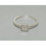 9Ct White Gold Square Diamond Ring