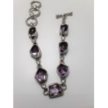 Silver & Fancy Shaped Amethyst Bracelet