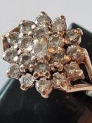 White Sapphire Cluster Ring In 9 Carat Yellow Gold