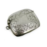 Edwardian Solid Silver Engraved Match Case Birmingham 1910