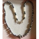 Swarovski and silver pearl necklace black spinel