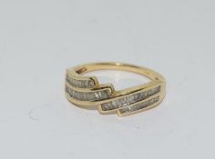9Ct Gold Baguette Diamond Layer Ring