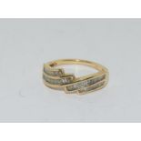 9Ct Gold Baguette Diamond Layer Ring