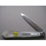 Victorian Mother of Pearl Hafted Silver Bladed Folding Fruit Knife