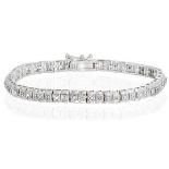 Silver Square 16 Diamond Line Bracelet