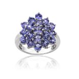 Silver Tanzanite Flower Cluster Ring