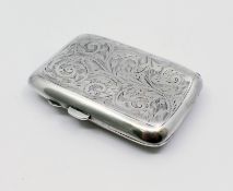 Engraved Solid Silver Early 20th c. Cigarette Case