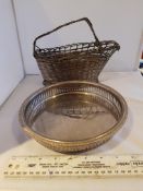 Vintage Silver Plate Wine carrier and Tray
