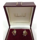 Walker & Hall - A Pair Of 10Ct Gold Ruby & Diamond Earrings
