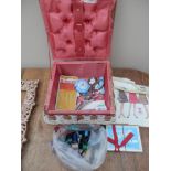 Retro sewing box and contents