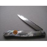 Victorian Mother of Pearl Hafted Silver Bladed Folding Fruit Knife