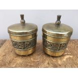 2 Scottish themed brass cannisters