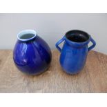 Two cobalt blue vases