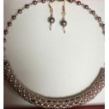 Swarovski pearls and crystals necklace with matching earrings