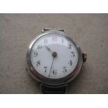 Antique Ladies Silver Enamel Dial Wrist Watch