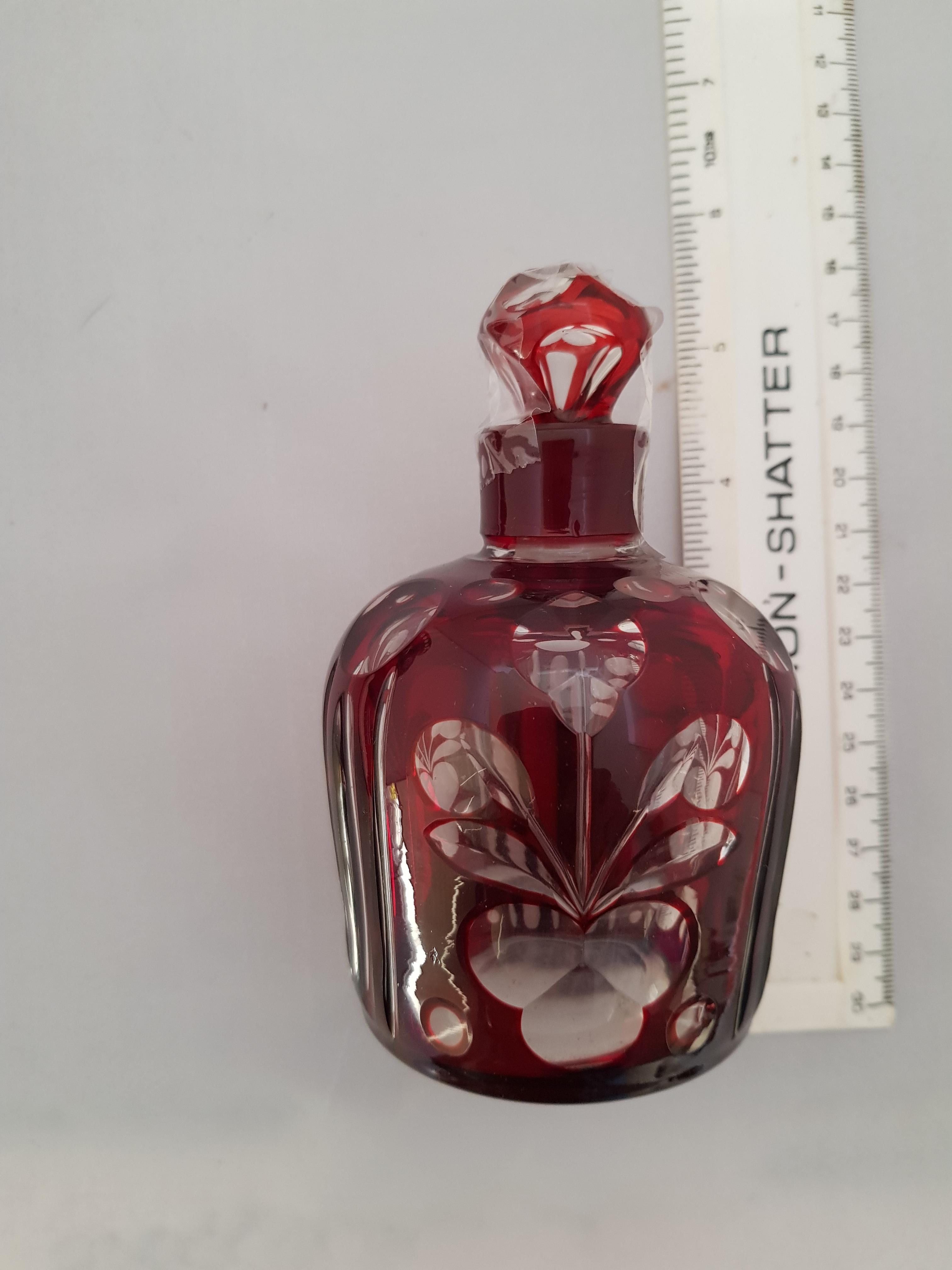 Cranberry Glass Decorative Vase and Perfume Bottle - Image 3 of 3