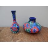 Two Old Tupton ware vases in the hibiscus pattern