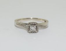 Silver Solitaire Diamond Ring With Twist Band