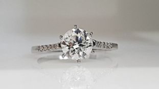 Certified 1.06ct Natural Brilliant Cut Diamond Ring in 18k White Gold
