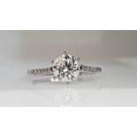 Certified 1.06ct Natural Brilliant Cut Diamond Ring in 18k White Gold