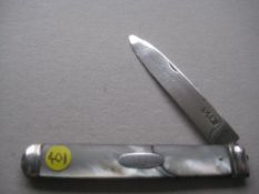 George III Mother of Pearl Hafted Silver Bladed Folding Fruit Knife