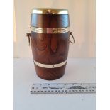 Unusual Wooden Barrel Shaped Vase /Urn