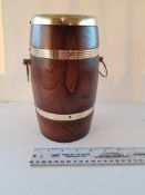 Unusual Wooden Barrel Shaped Vase /Urn