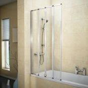 NEW (L171) 4 Panel Folding Bath Shower Screen. RRP £196.00.Four folding panels 4mm tempered...