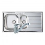 NEW (L150) Prima Stainless Steel 1.5 Bowl Sink and Single Lever Kitchen Tap Pack. RRP £119.99....