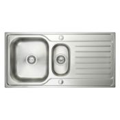 NEW (L151) Prima Stainless Steel Deep 1.5 Bowl and Drainer Inset Kitchen Sink. RRP £154.99. 10...