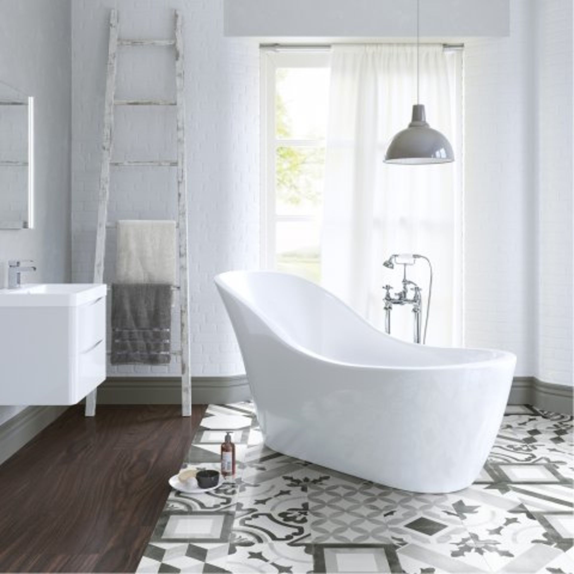 1730x725mm Evelyn Freestanding Bath - Large. RRP £1,499. This gloss white free-standing bath e...