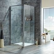 NEW (K196) Scudo 800mm Hinged Shower Door. RRP £326.99. 8mm toughened safety glass 1900mm tal...