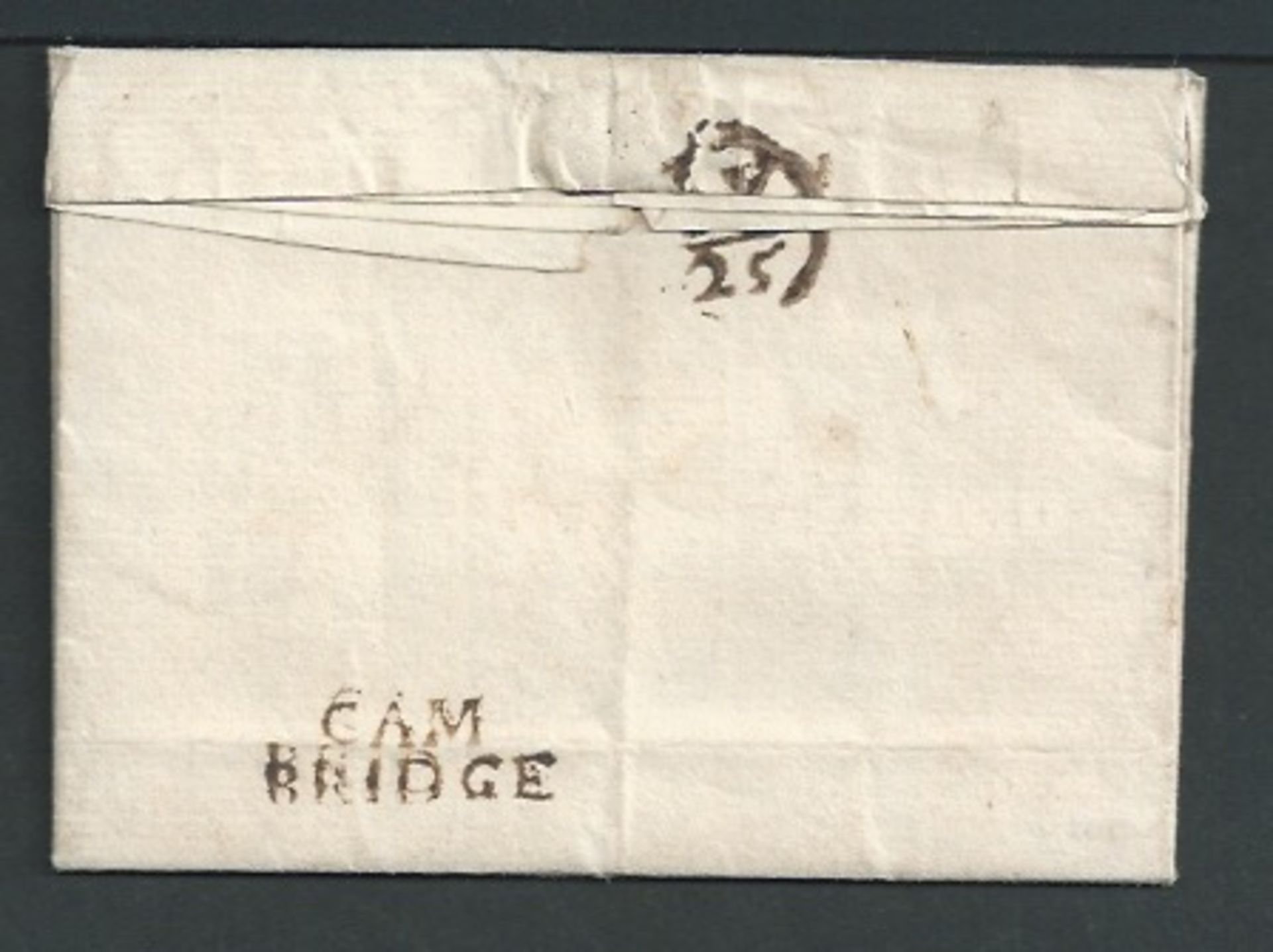 Great Britain - Bishop Marks c.1720 Entire letter from Cambridge to London handstamped "CAM / BRIDGE - Image 2 of 4