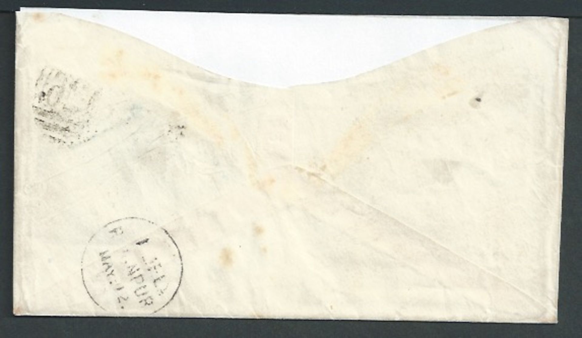 Gibraltar 1879 Cover (flap misisng ) to India bearing 2d blue plate 16 and 6d grey plate 16 tied by - Image 2 of 2