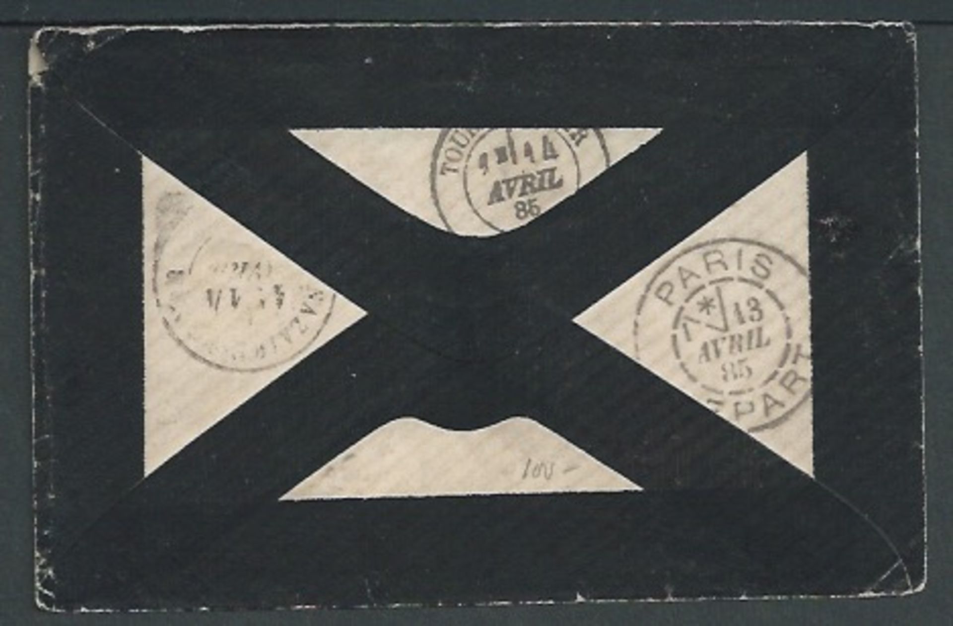 French Guiana 1885 Mourning cover to France franked by French Colonies 25c tied by "GYANNE / CAYENN - Image 2 of 2