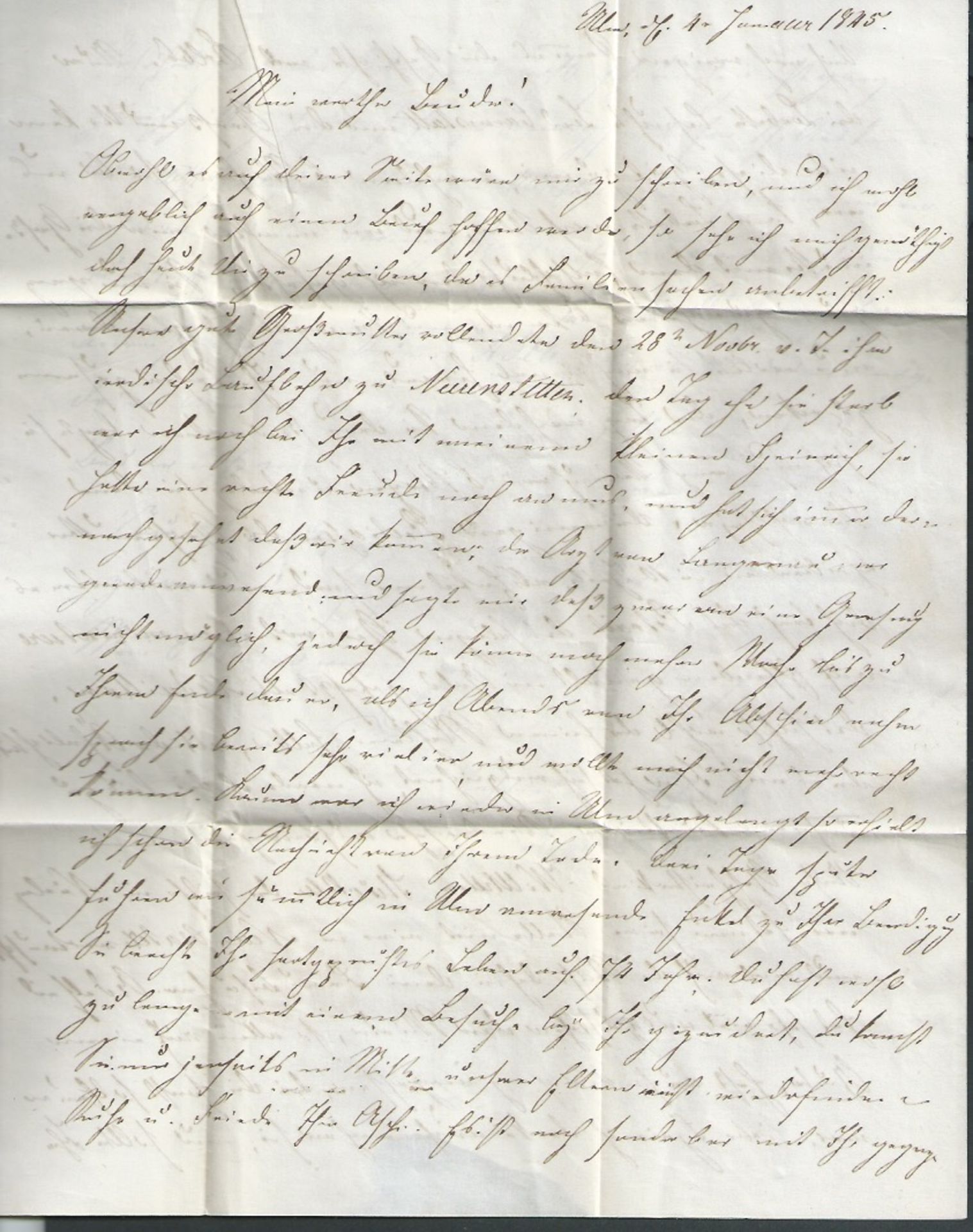 G.B. - London 1845 Entire Letter from Ulm to London handstamped "NOT CALLED FOR" in red. A scarce - Image 3 of 6