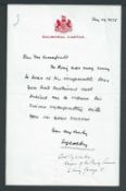 ROYALTY BALMORAL LETTER LORD SYSONBY PRIVY PURSE GEORGE V COUTTS BANK GREENFIELD Fine Balmoral cond