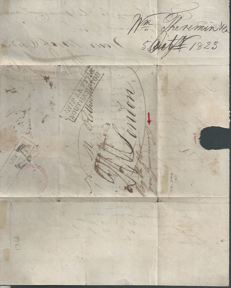 G.B. - Ship Letters - Southampton 1823 Entire letter from Rio de Janeiro to Rothschild, London "By - Image 3 of 5