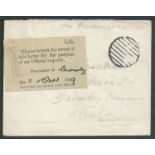 G.B. - World War One/Kent 1919 Stampless Envelope endorsed "On Active Service"