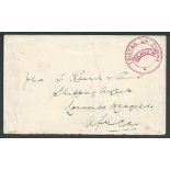 Tristan Da Cunha 1928 Stampless cover to Lourenco Marques with the very scarce type Iva "TRISTAN DA