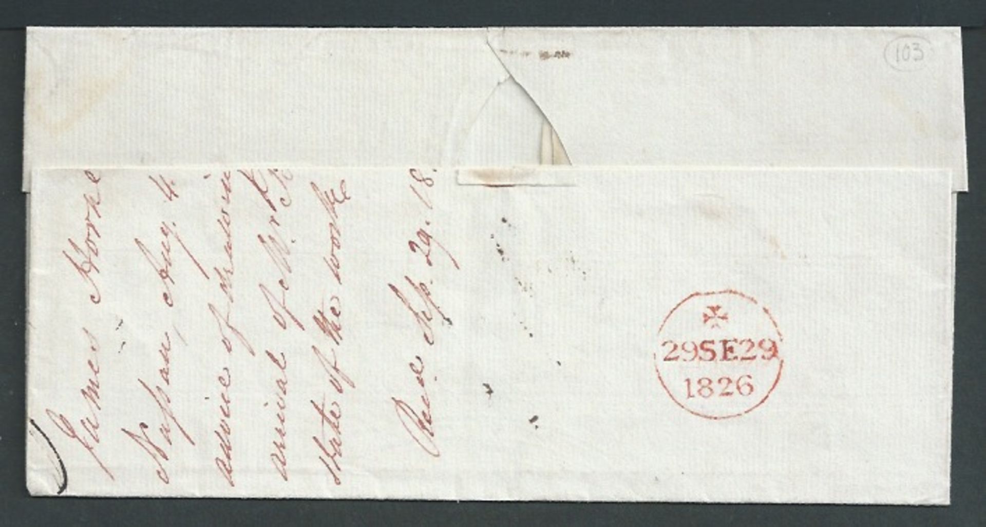 Bahamas 1826 Entire from Nassau to London handstamped with the first type straight-line "BAHAMAS", e - Image 2 of 3