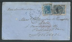 New South Wales / Victoria 1871 Cover from Wagga Wagga to London bearing NSW 2d tied by Wagga Wagga