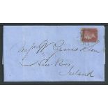 G.B. - Line Engraved Cancellations - Liverpool 1856 (Mar 29) Entire letter to Ireland bearing a 1d