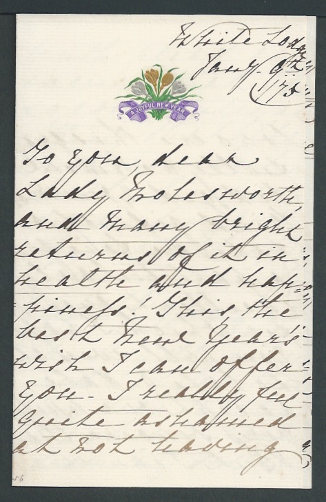 ROYALTY 1875 NEW YEARS LETTER FROM PRINCESS MARY ADELAIDE MOTHER OF QUEEN MARY Fine New Years lett